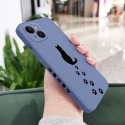 Cat Paw Print Protective Phone Case Cover - iPhone 12 (Light Blue 1)