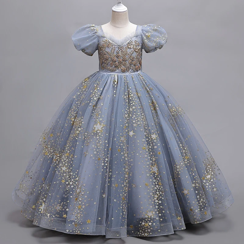 8905 Vestido de novia de flores para niña, largo, sin mangas, princesa de verano, regalo de presentador de arcoíris, programa de rendimiento