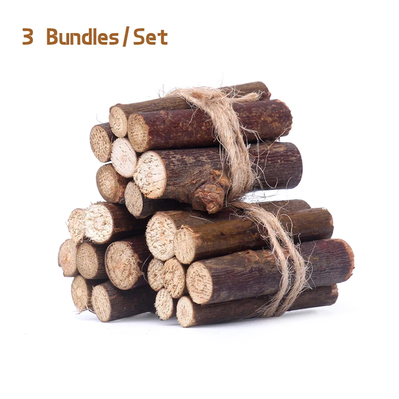 

3 Bundles 1:12 Dollhouse Miniature Bonfire Firewood Model Party Living Scene Decor Toy Doll House Accessories