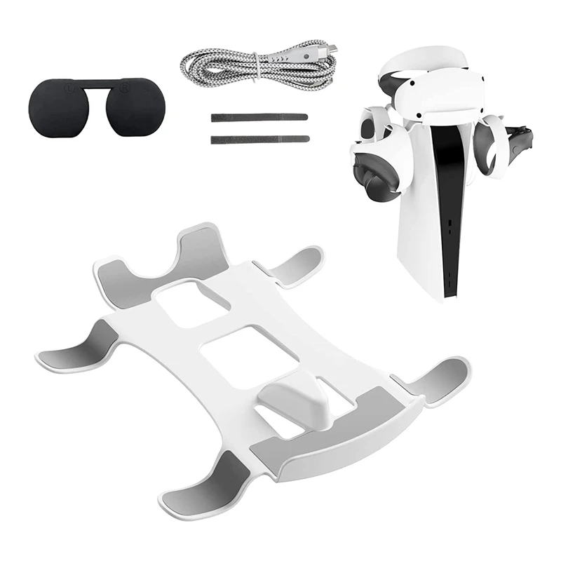 Vr Headset Stand Staffa Controller Supporto Copriobiettivo Per Psvr 2, 2 In1 Cavo Di Ricarica Per Controller Playstation Vr2