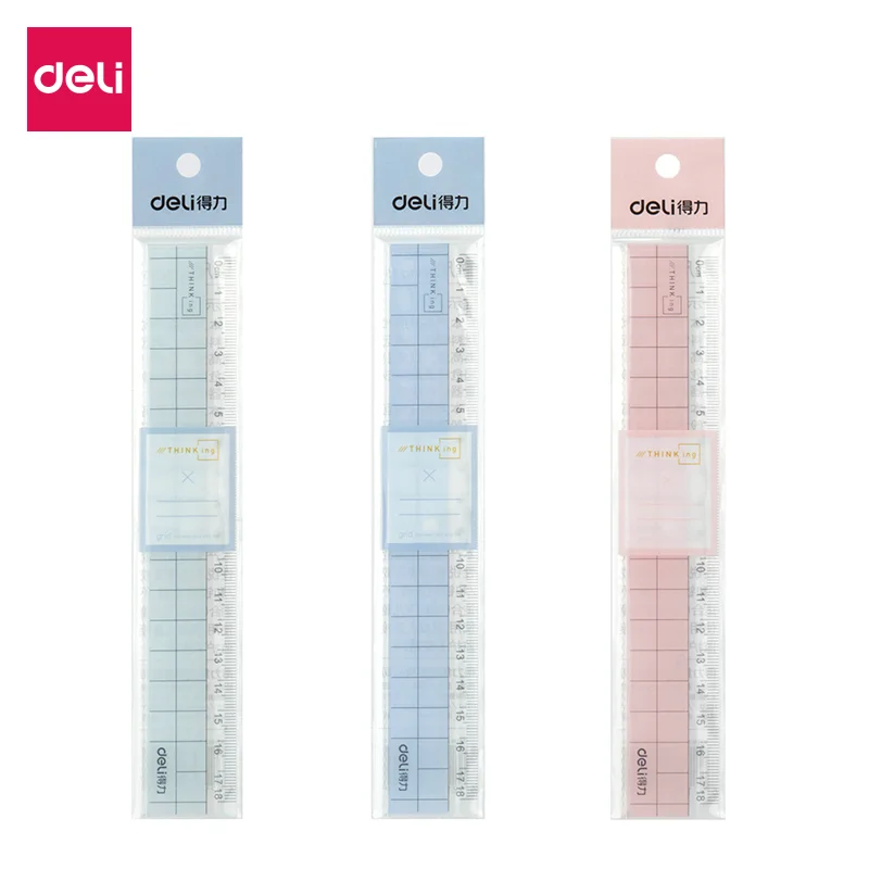 Deli-무작위 색상 18cm 투명 플라스틱 학생 문구 1 개, 6235, 무작위 색상 
