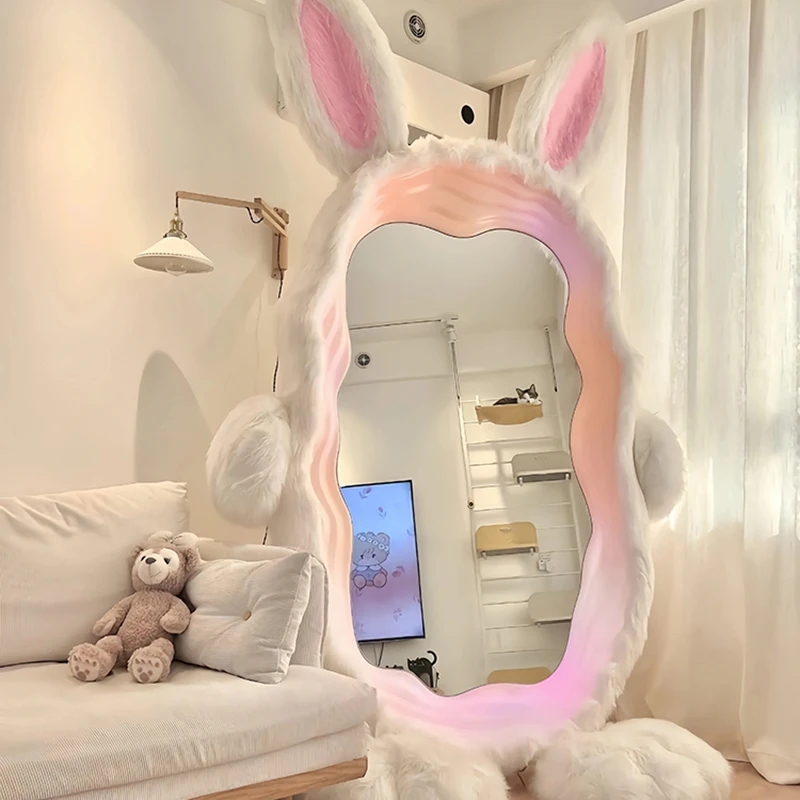 

Wavy Living Room Mirror Modern Standing Full Body Nordic Luxury Mirror Girls Star Cute Makeup Big Spiegel Wand Home Products