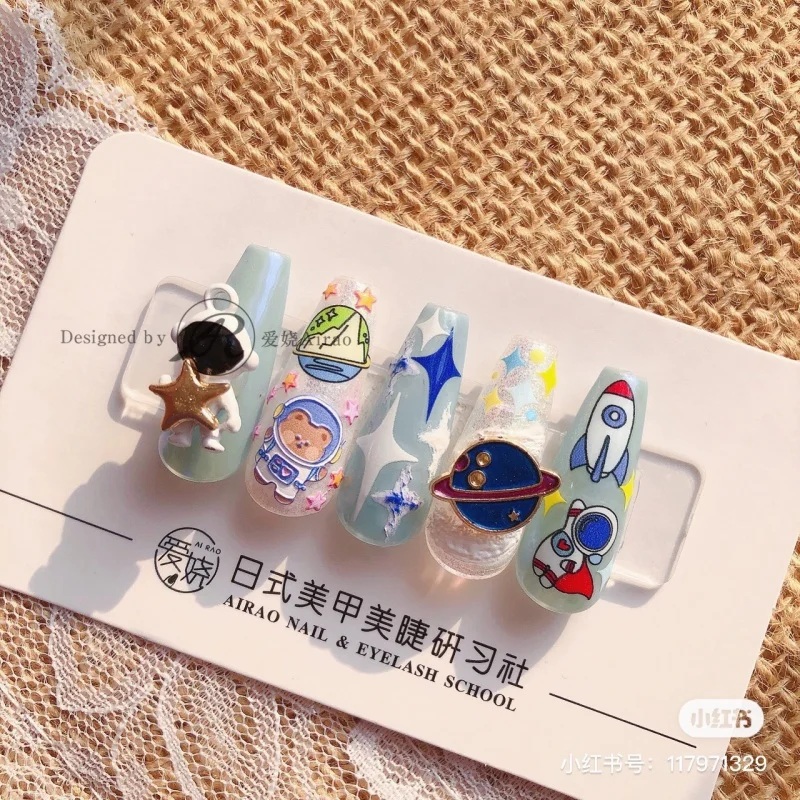 

[Meow.Sensei] Stickers Relief 719 Love Enchanting Cooperation 5d Nail Stickers Japanese Style Adhesive Nail Sticker Astronaut