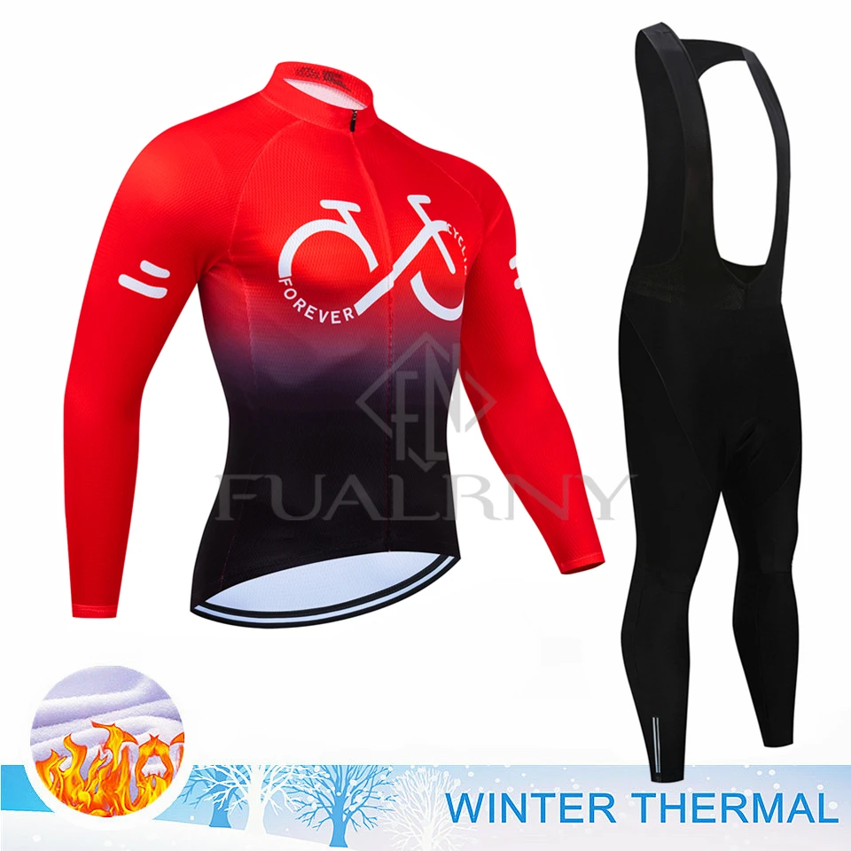 2025 Thermal Fleece Cycling Jersey Set Winter Long Sleeve Men Cycling Set Bicycle Clothing Spring MBT Breathable Bike Clothes
