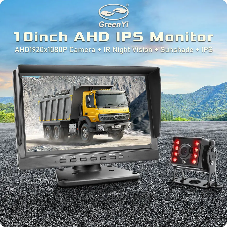 10" AHD 1080P Recording DVR IR Car Rear View Camera Truck Vehicle IPS Monitor Sunshade Support SD Card car rear view camera