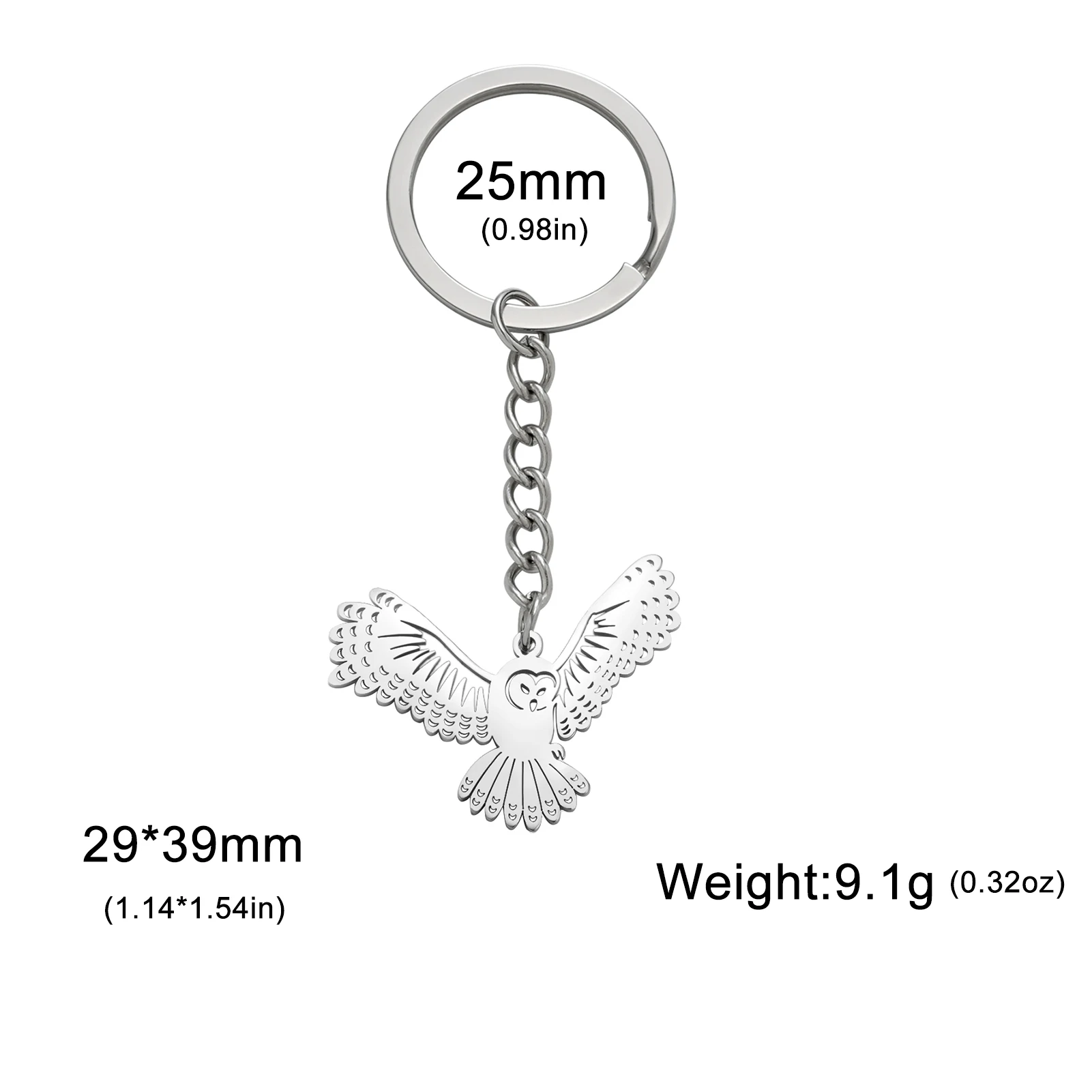 COOLTIME Phoenix Owl Pendant Keychain for Women Men Stainless