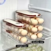 1pc egg storage box, automatic rolling refrigerator egg rack storage, hand-held egg refrigerator side door storagerack
