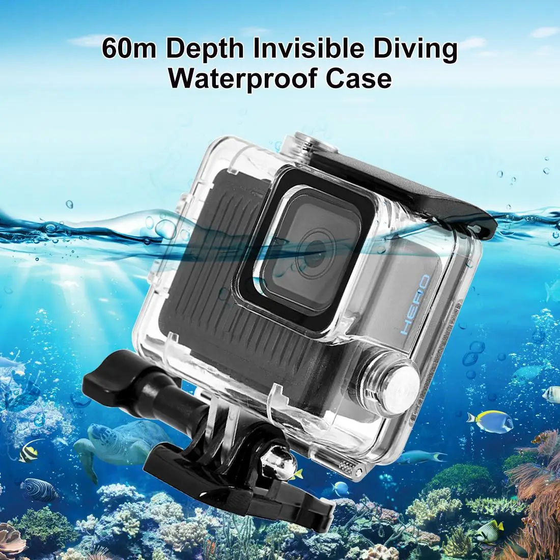 PULUZ 60m 196ft Waterproof Housing Protective Case For GoPro HERO 4K 2024 with Buckle Basic Mount & Screw