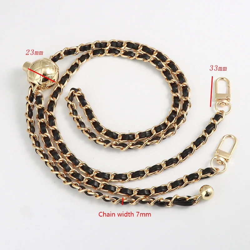 2pc DIY Black PU Leather Purse Handle Replacement Metal Gold Black Silver Shoulder Crossbody Bag Chain Straps Strap For Handbags