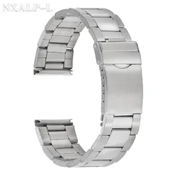 Premium Stainless Steel Watch Band Bracelet with Folding Buckle - Versatile Width Options - 24mm (Silver)