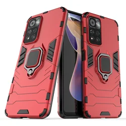 Magnetic Holder Protective Case Cover for Note 11 Pro Plus 5G (Red)