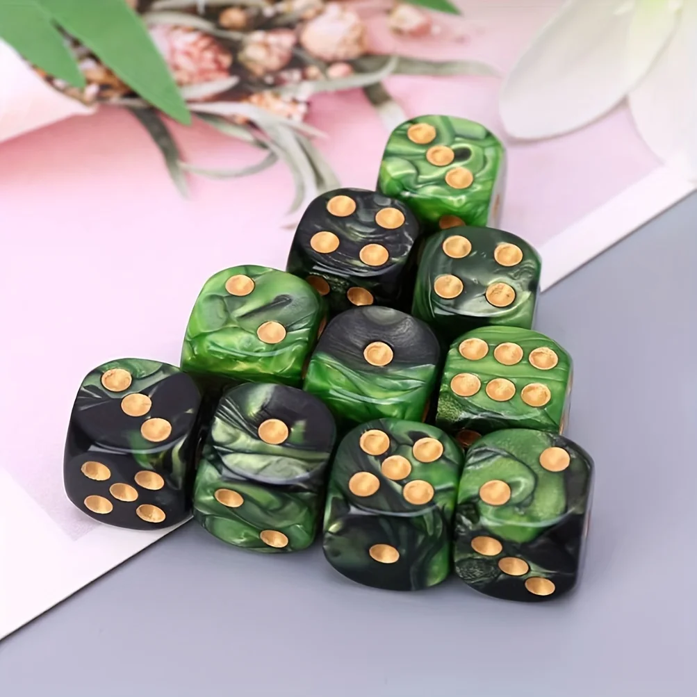 10 Stück 16 mm zweifarbiges D6-Würfelset – 6-seitige Acryl-Spielwürfel für RPG, Brettspiele, Party und Club, polyedrische Würfel mit runden Ecken – Detail 7