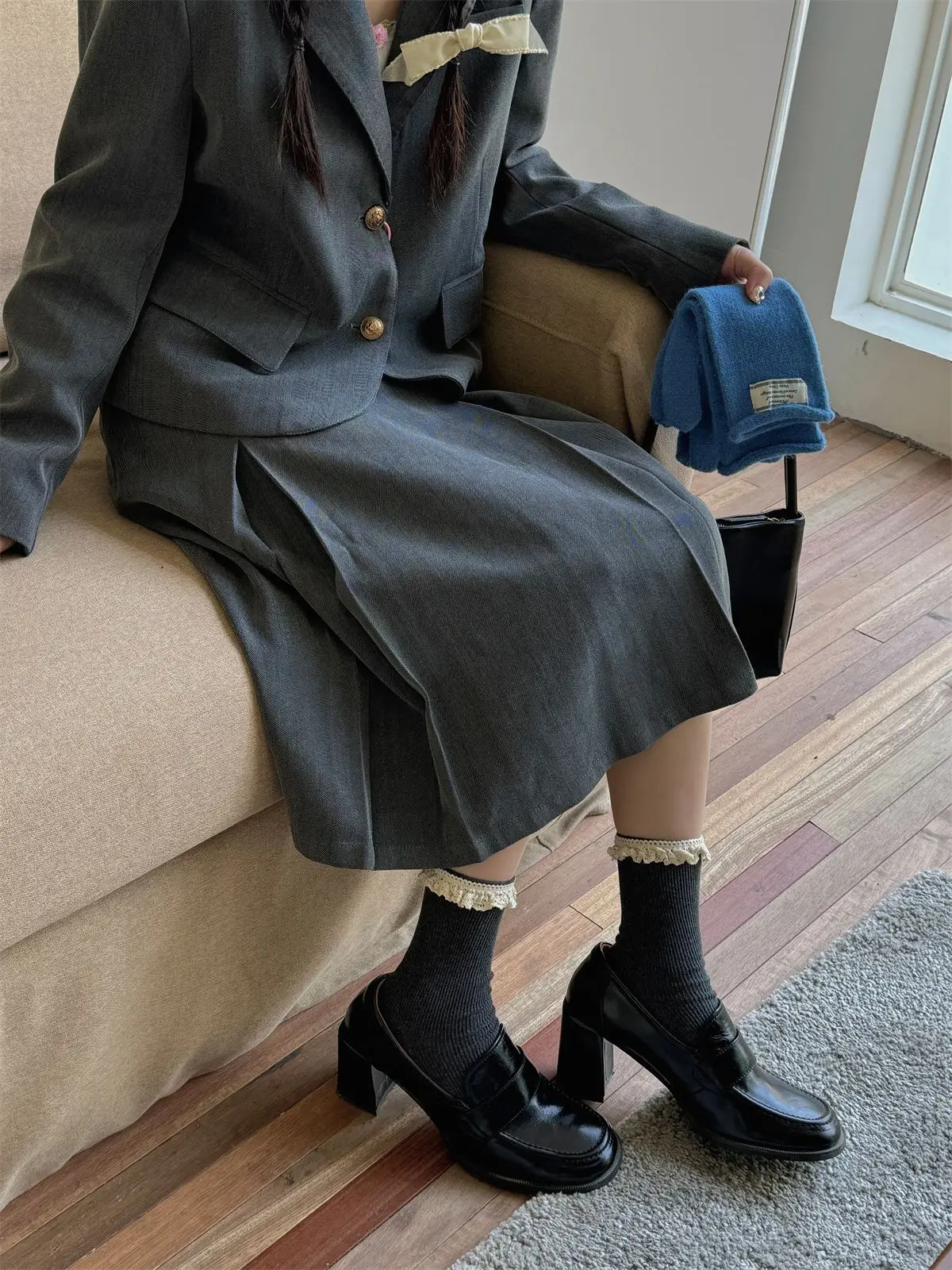 Sp & city süße Spitze Mid Tube Damen Socken Ballett Stil Doppeln adel gestapelte Socken Mode College lässig atmungsaktive süße Socke – Detail 5