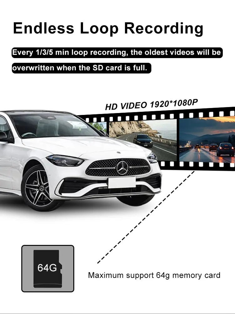 Description Picture 5 of item1080P Triple Lens Dash Cam with Ultra-Wide Angle Night Vision, WiFi Enabled, Front and Rear Vehicle Recording, High Definition