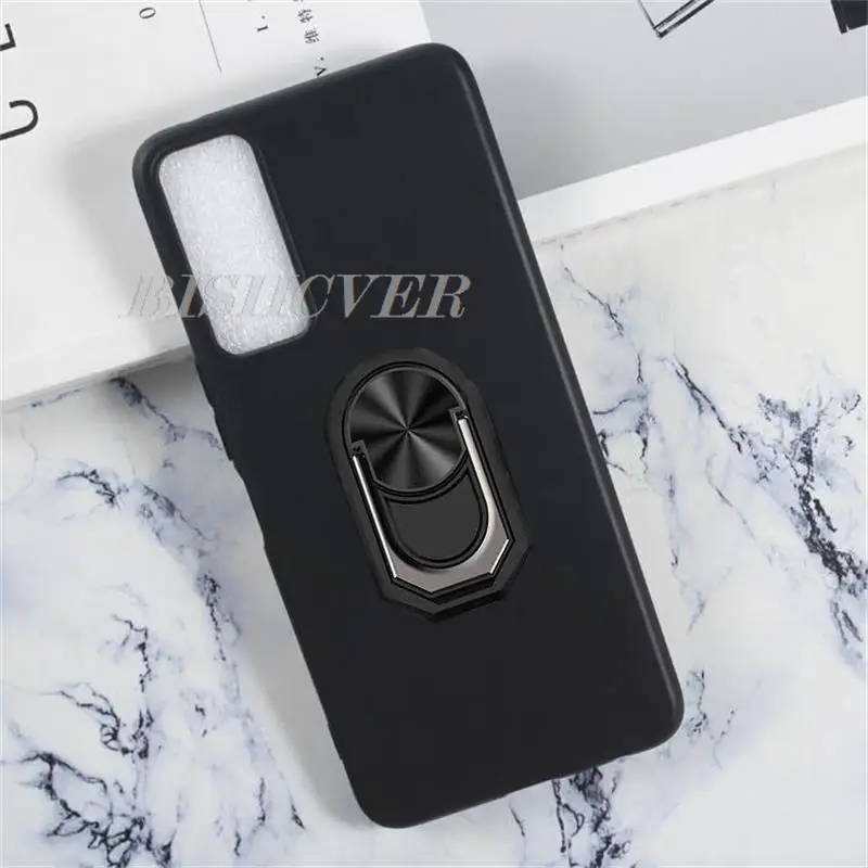 TCL 30+ 5G Phone Case with Back Ring Holder - Soft TPU Silicone Cover