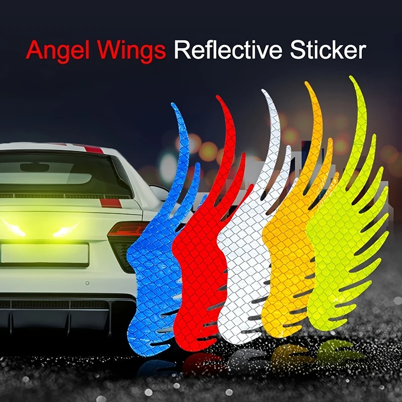 

Car Sticker Safety Warning Reflective Angel Wings Reflective Warning Sign Funny Bike Decal Sticker Motorbike Reflective Sticker