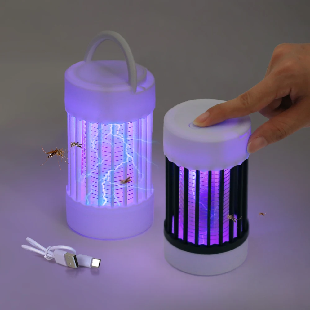 Portable USB Rechargeable Electric Shock Mosquito Killer Lamp Fly Trap Zapper Bedroom Flies Insect Trap UV Bulb DC5V Mute Light