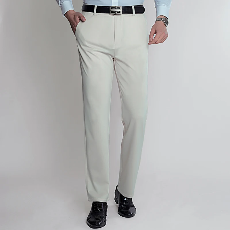 Summer Thin Men's Ice Silk Four Side Elastic Casual Pants Work Pants Loose Breathable Middle-aged and Young Men's stretch pants thin trousers men pants