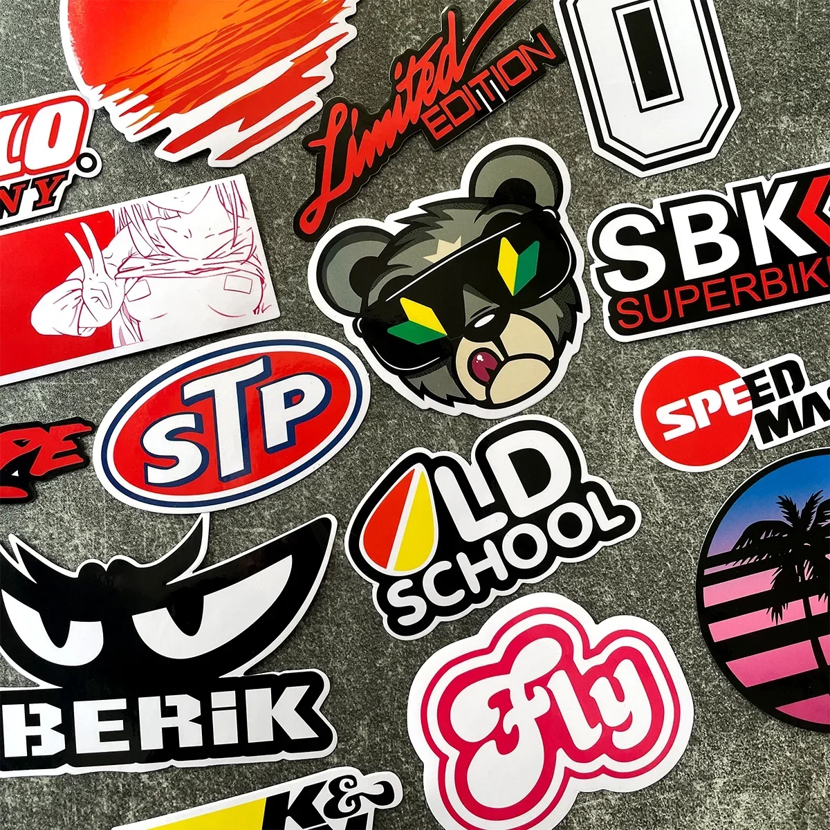 Random Racing Sponsors Laser Rainbow Stickers Motorcycle Moto Motorcross Fender Body Windshield Helmet Decals Accessories 40PCS