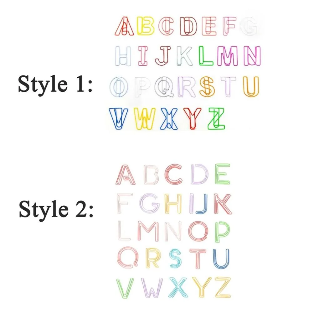 26pcs Kawaii 바인더 클립 알파벳 종이 클립 북마크 중공 문자 종이 클립 금속 DIY 종이 클램프 편지지