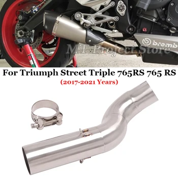 Motorcycle Exhaust Middle Link Pipe Moto Muffler Modify Escape Connect Tube 51mm For Triumph Street Triple 765 S R RS 2017-2021