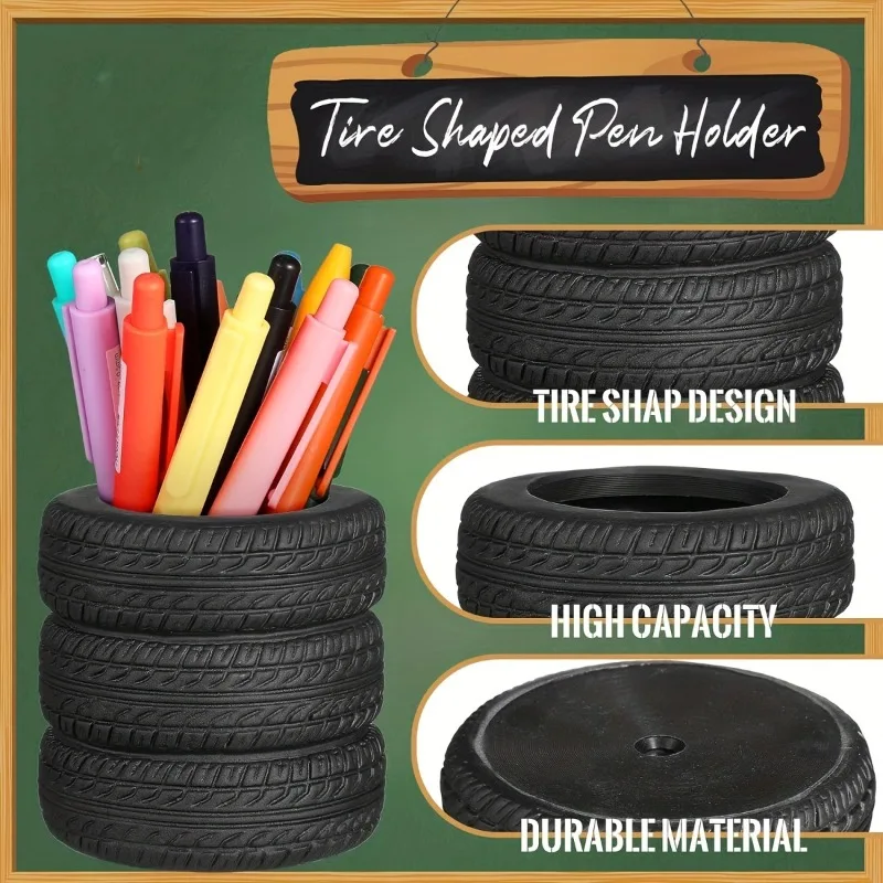 A Pen Holder in The Shape of A Car Tire, Suitable for Storing Pencils, Rulers, Stationery Storage, and Back To School Stationery
