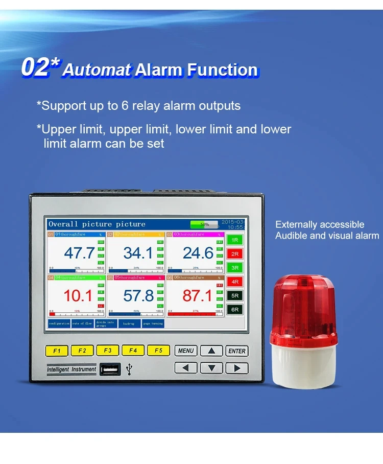 R7100 7 Inch Paperless Recorder RS485 1-16CH Temperature Pressure Current Voltag