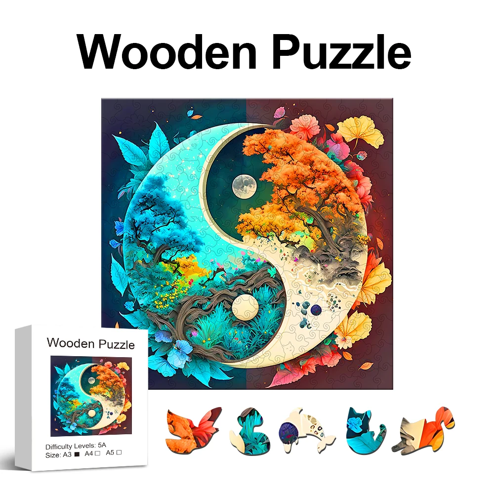 Yin-Yang Tree Wooden Puzzle High Difficulty Toys Puzzle Concentration Training Hallowee Christma Birthday Holiday Gifts