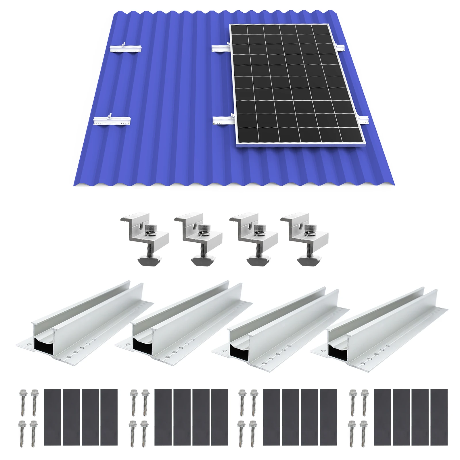 4 Sets 300mm Aluminum Solar Panel Roof Solar Rail Bracket Mount Solar ...