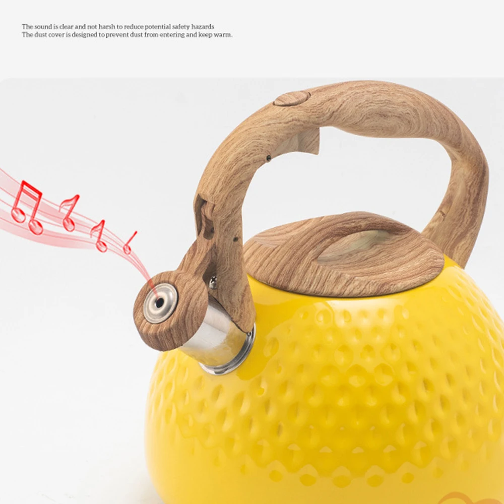 New yellow hammer patterned whistle kettle for brewing tea/coffee, Household boiling water pot, European-American Kitchenware,3L