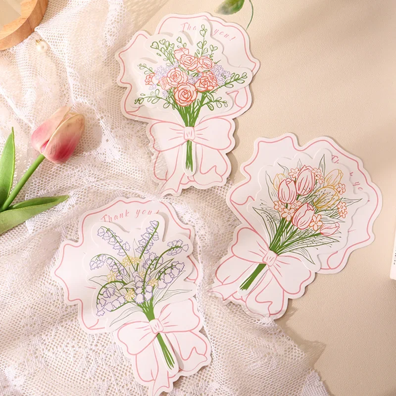 High-End Small Card Birthday Card Ins Wedding Accompaniment Gift Thank You Cards Postcard 10PC Flower Business Card Rose Bouquet