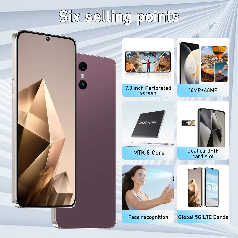 K-Touch S26 Ultra 7.3HD Smartphone Android 15 22G+2TB Mobile Phones 5G Dual SIM Cell Phone 7800mAh Unlocked 16+48MP Global Version Cellphones
