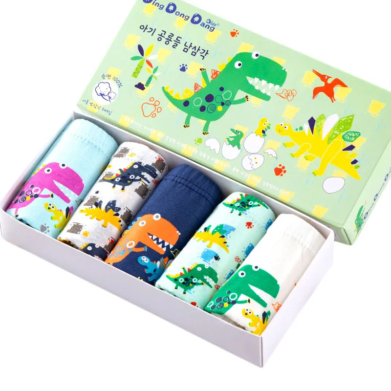 Kids Underwear 5 Pieces Set Boys Knickers Breathable Cotton Children Panties Dinosaur Cartoon Pattern Briefs Boys 2-14 Years boys underwear