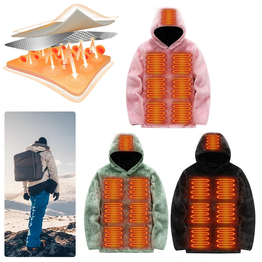 Heated Jacket Men Women USB Heating Hoodies Clothing Electric Winter Jacket Keep Warm Hiking Shirts Coat Suites Heated Vest 2
