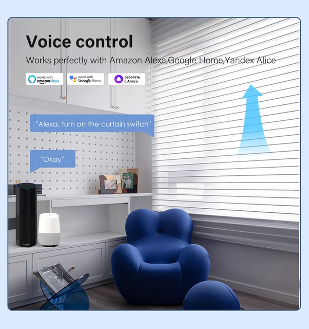 Interruptor de cortina inteligente WiFi eMylo, interruptor de cortina con  control remoto inteligente compatible con Alexa y Google Home, control  remoto mediante aplicación, temporizador, para cortina motorizada, persianas  enrollables eléctricas