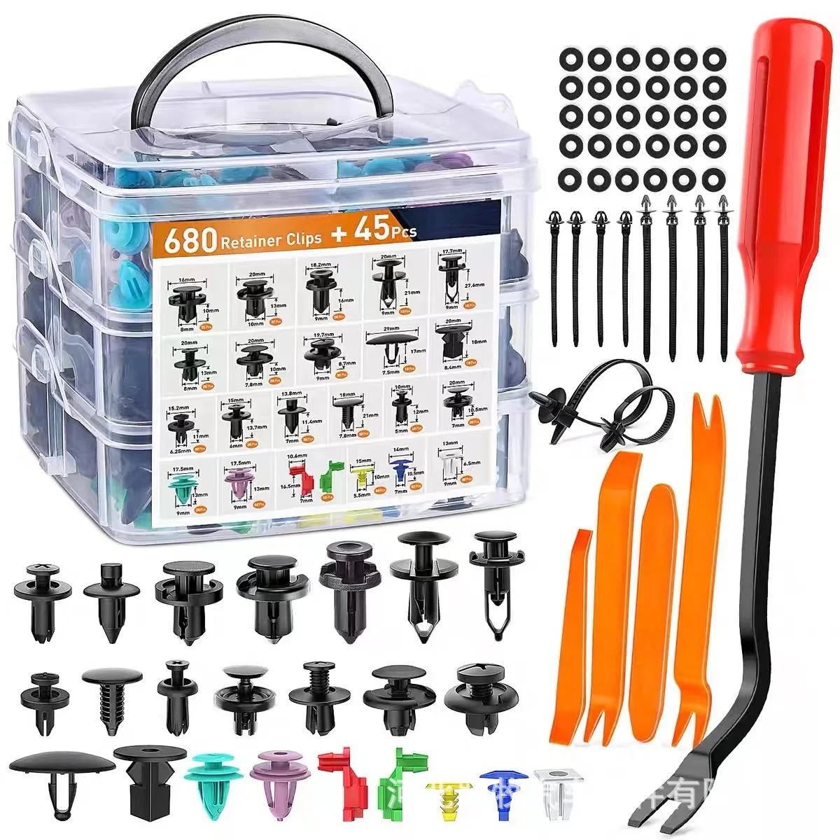 

725PCS Boxed Auto Bumper Repair Screw Rivet Firmware Accessory Set
