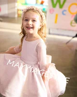 Pink Flower Gir Dresses Glitter Sparkly Beads Bow Evening Party Fluffy Ball Gown First Communion Kid Toddler 5
