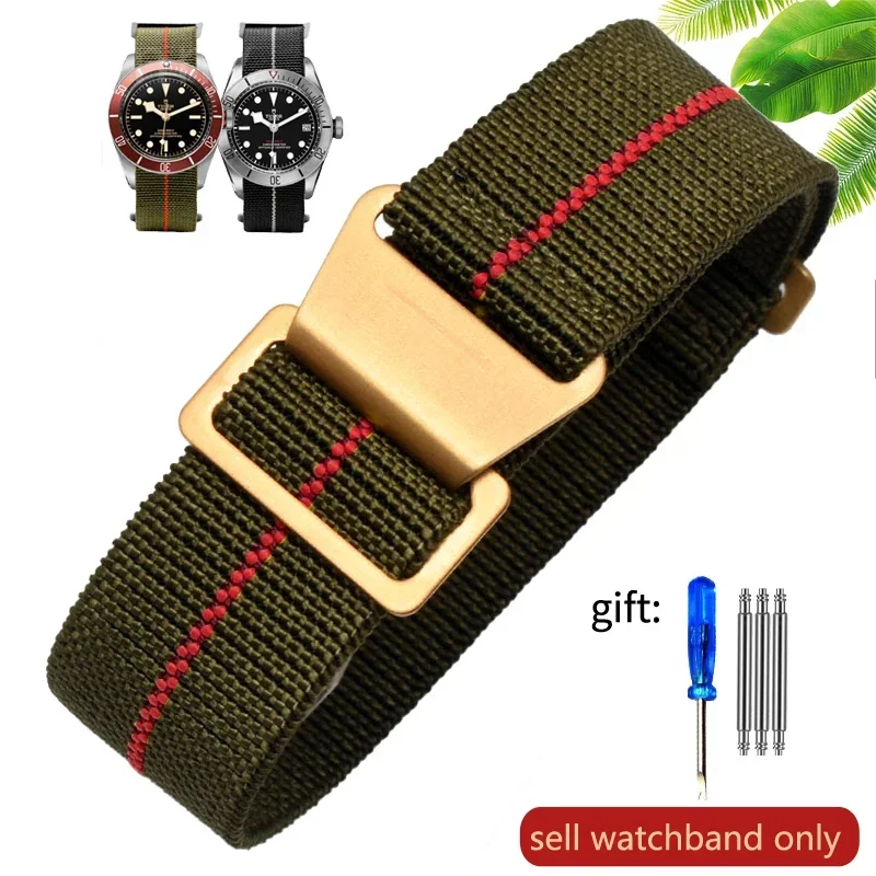 Vintage-Style French Parachute Elastic Nylon Watch Strap – Universal Men's Smartwatch Wristband (Classic 60s Inspired Design)