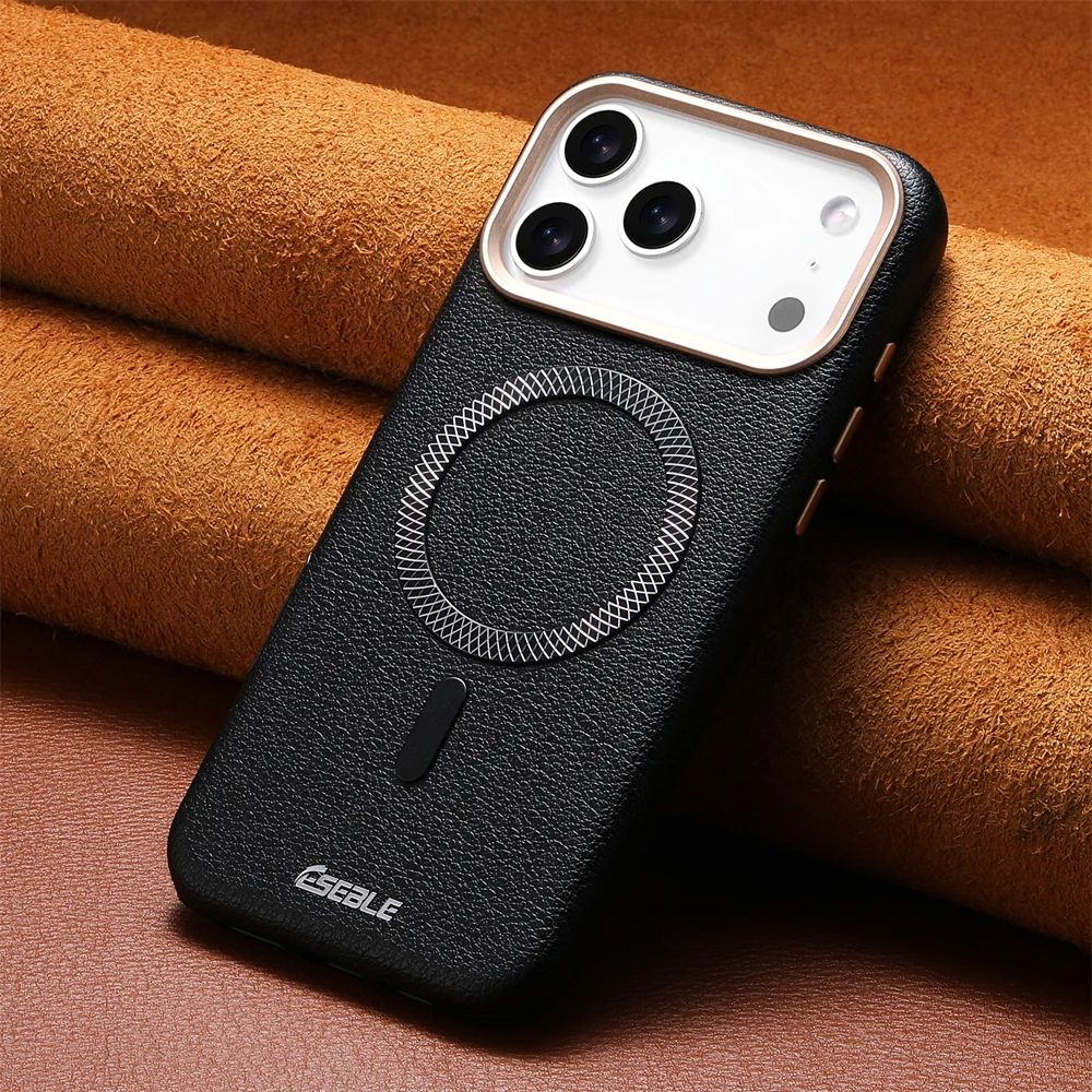 Luxury Magnetic Leather Phone Case with Magsafe - Wireless Charging & Shockproof Alloy Lens Cover