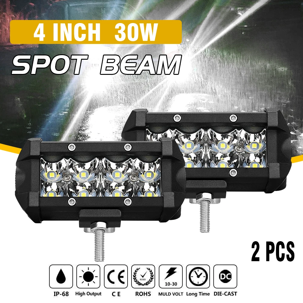 HAOLIDE 4 Inch 2 Row Led Light Bar Spot Flood Combo Beams 12000LM ...