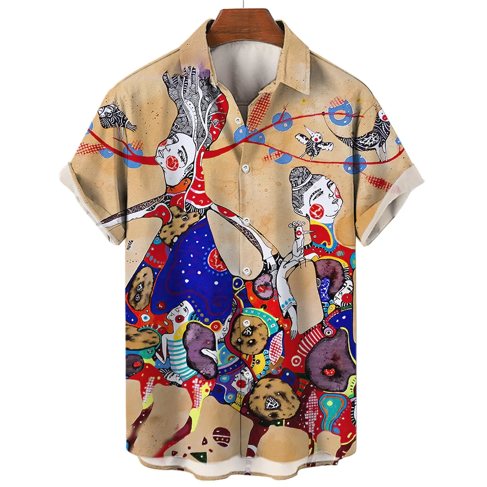 

Гавайские мужские рубашки, праздничная пляжная Цветочная рубашка, топы с 3d ручным принтом, повседневная укороченная блузка большого размера, дизайнерская одежда