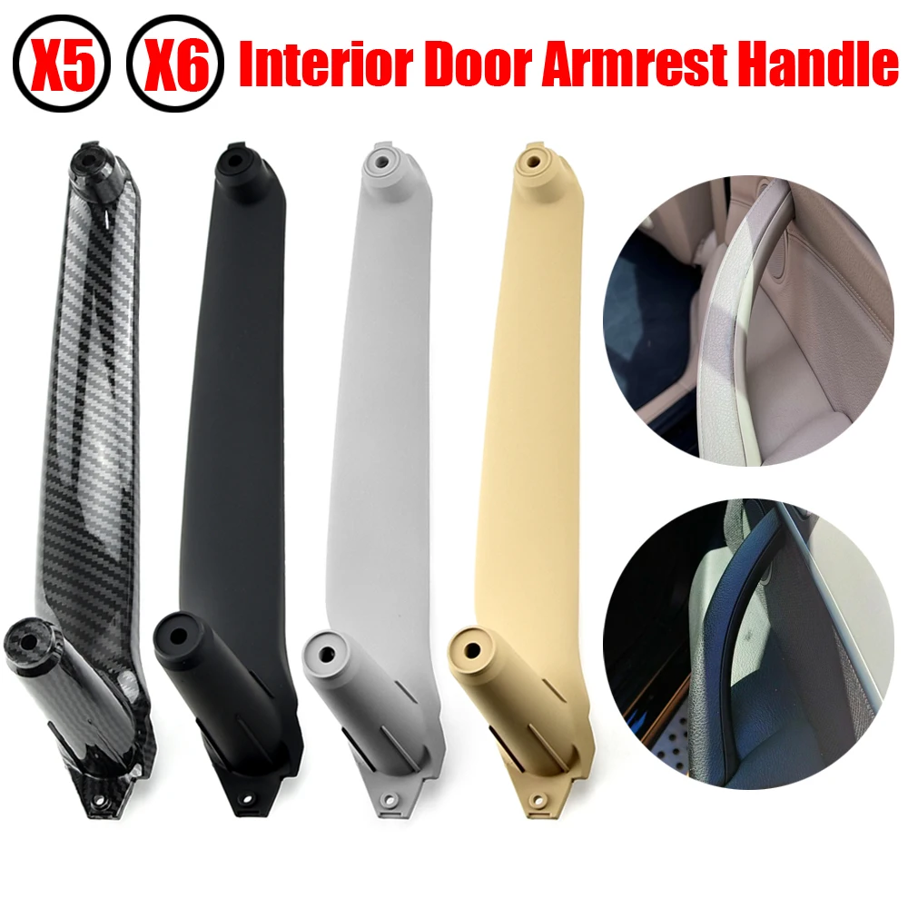 

Set Beige Black Armrest Car left front driver's seat LHD Interior Door Handle Inner Panel Pull Trim Cover For BMW E70 E71 X5 X6