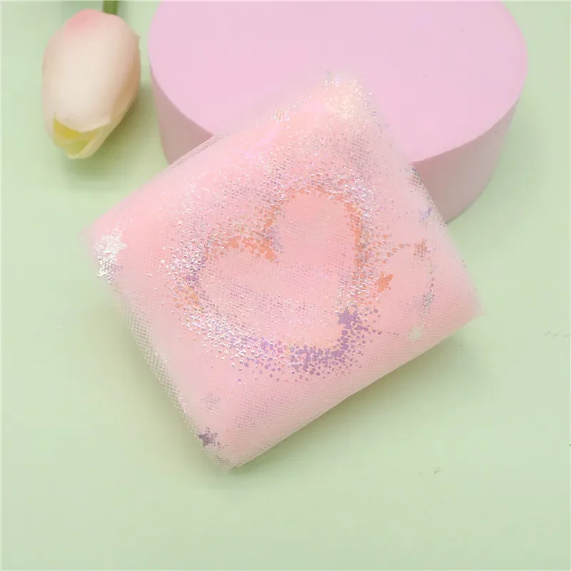60mm Tulle 리본 반짝이 스타 러브 타입 메쉬 패브릭 롤 플로트 필름 테이프 여름 소녀의 활 만들기 Hairclip Bowknot 5 야드