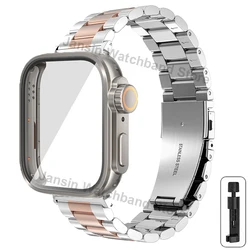 Premium Stainless Steel Strap with Ultra Case for Smartwatch Accessories (Silver RG-Starlight)