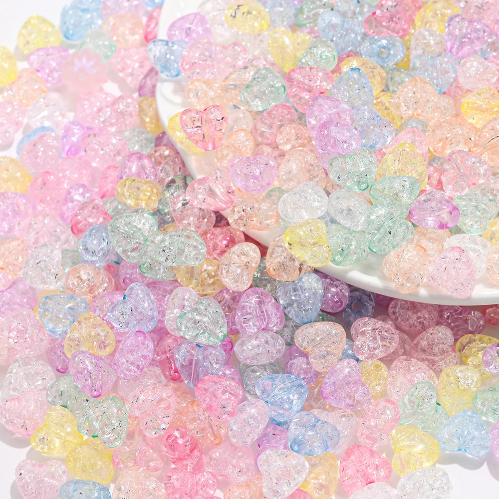 50 stücke Candy Farbe Herz Perlen Acryl Burst Spacer Perlen Handmade DIY Perlen Für Schmuck, Die Entdeckungen Zubehör 9,5 x11mm – Detail 2