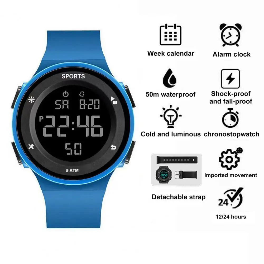 

Heavy-duty Watch Waterproof Shockproof Men's Digital Watch with Silicone Band for Outdoor Activities Ideal for Teens Students