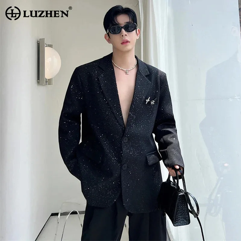 

LUZHEN Men's Blazers Korean Style Highend Niche Design Printing Suit Jacket Ruffian Handsome Man Slim Jacket Spring New LZ2620