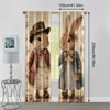 2pcs, Popular Curtain Panels 2D print Two rabbits holding hands Machine Washable Fabric (without rod) Thermal Insulation, and 4