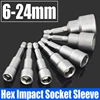 1PCS 6-24mm Hex Socket Sleeve Nozzles Nut Driver Screwdriver Drill Bit Adapter Magnetic Impact Socket Hex Shank Socket Wrench 1