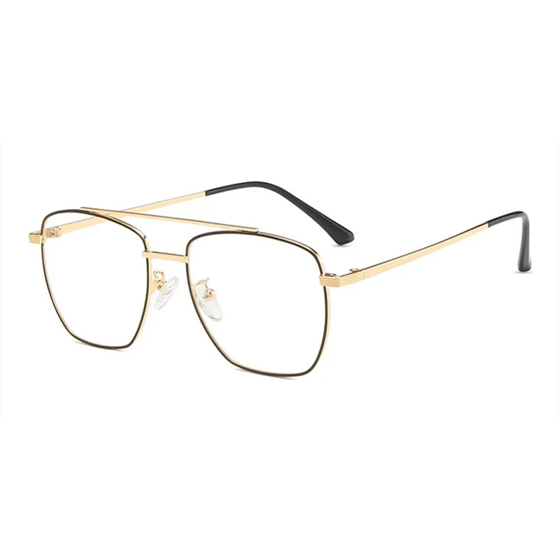 Double Bridge Square Eyeglasses Frames Anti-blue Light Women Men Vintage Transparent Computer Oversize